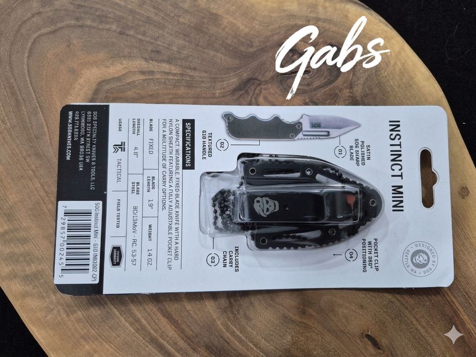 Малък тактически нож SOG Instinct Mini, неръждаема стомана 5CR15MOV, текстурирана G10 дръжка