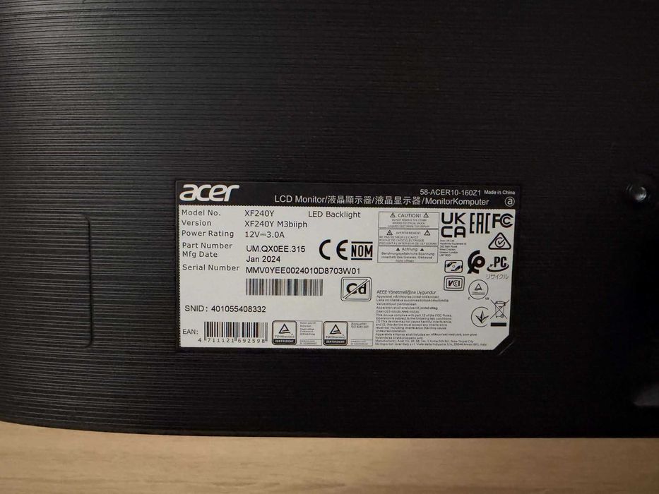 Монитор ACER NITRO XF240YM3biiph UM.QX0EE.315 , 23.80