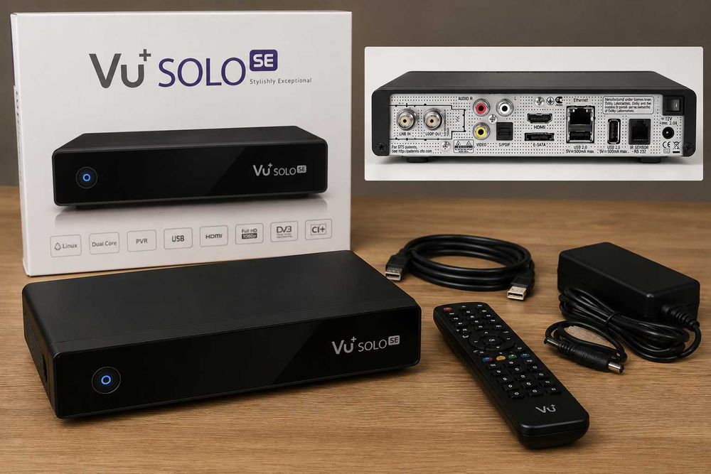 Receiver IP TV Local VU+ Solo SE V2 Dual Tuner DVB-C/T2 Enigma2 cu 2 Tunere DVB-C