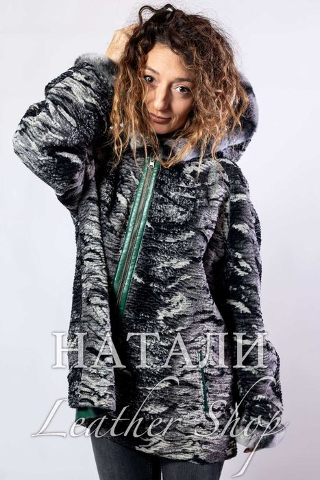 Двустранно кожено яке Лилия Green