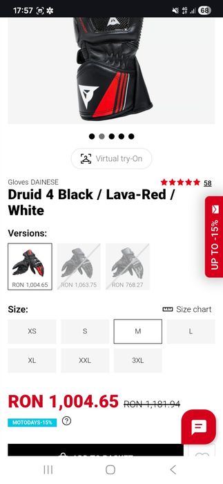 Manusi moto Dainese Druid 4 Black / Lava-Red
