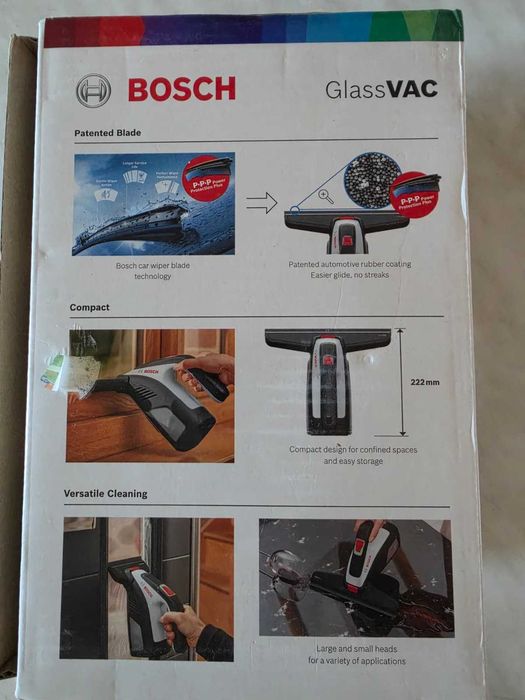 Aspirator geamuri Bosch GlassVAC, cu acumulator (Pachet Complet) - Nou, Desigilat