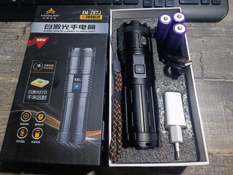 Супер мощный Фонарик 10000 мАч Фонарь -освещение 1 км. FENALIKE KM297J