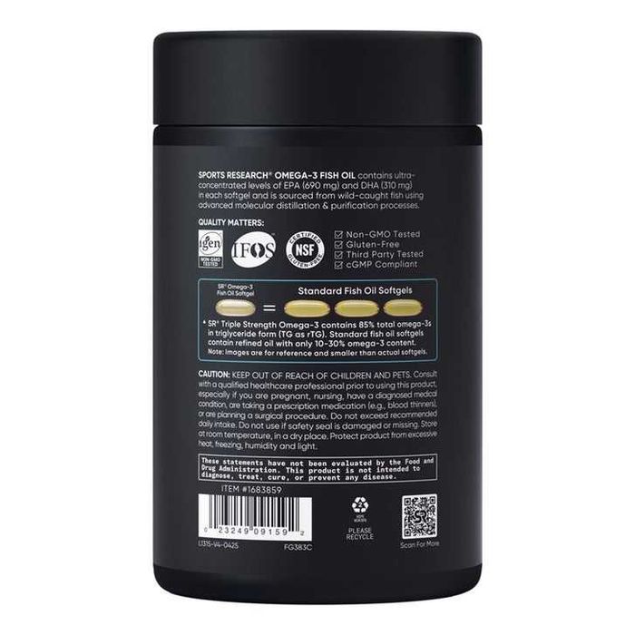 Sports Research, Total Omega-3, 150 капсул (от 440тыс. до 480 тыс.сум)