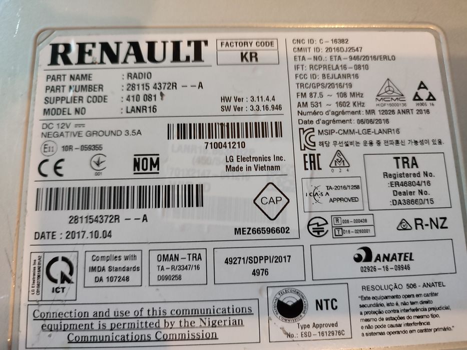 Unitate navigație Rlink 2, Megane 4, Talisman, Kadjar