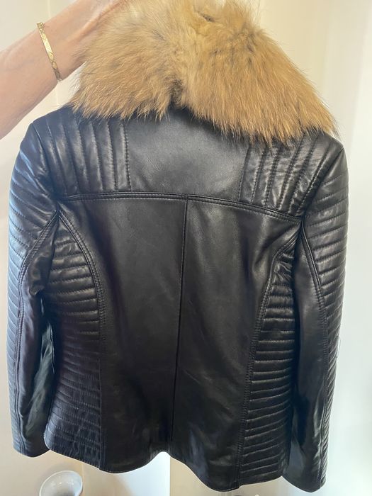 Geaca piele cu guler blana