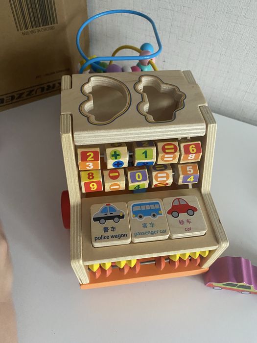 Дървен камион 7 в 1, сортер 22652, низанка, лабиринт