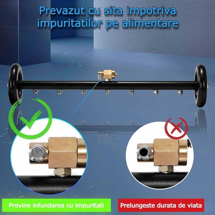 Dispozitiv spalare sub autovehicule cu 7 duze cu functie dubla