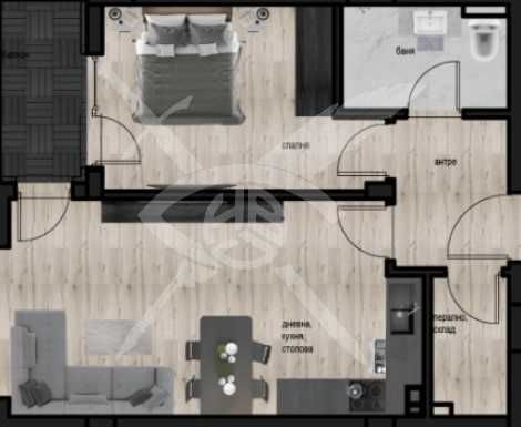 Двустаен апартамент Кючук Париж 361-12159