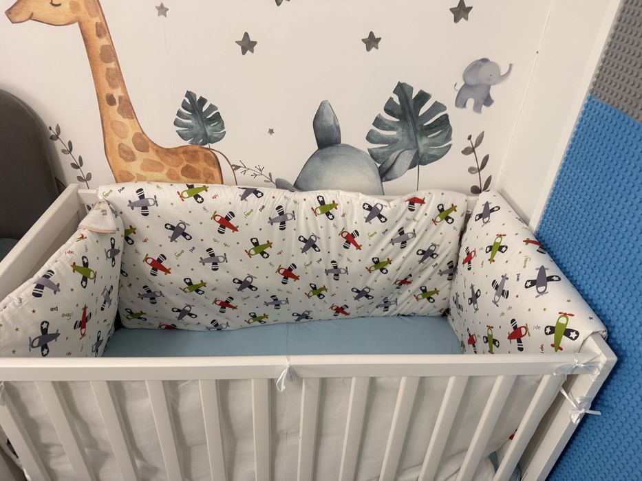 Patut ikea 60x120 cu pernute incluse si saltea cocos