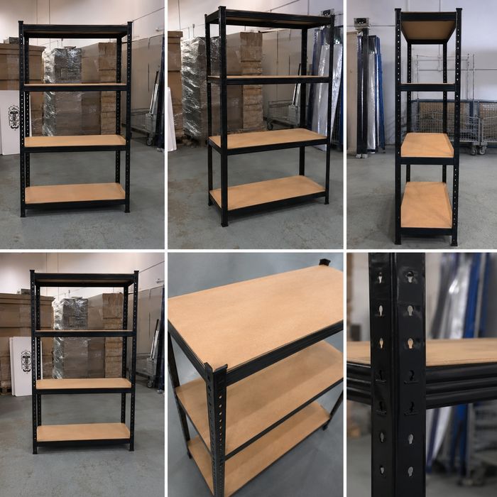 Стелаж за съхранение, Метален, MDF, 4 нива, 70 х 30 х 150 см