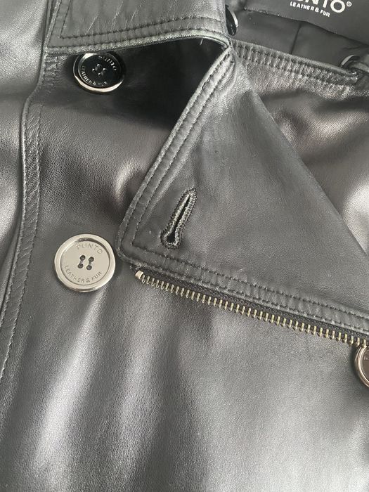 Кожаный тренч-куртка