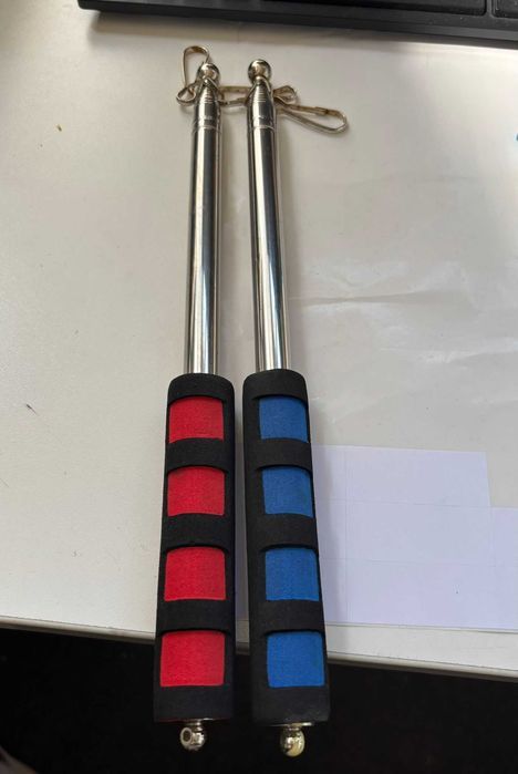 Set 2 bețe telescopice steguleț, 2m, pliabile, mâner burete