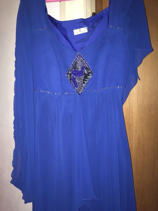 Rochie ocazie din voal albastru-marin, masura 46-48