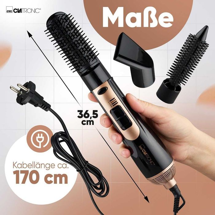 Електрическа Четка с Топъл Въздух Clatronic HAS 3818, 3 Приставки,800W