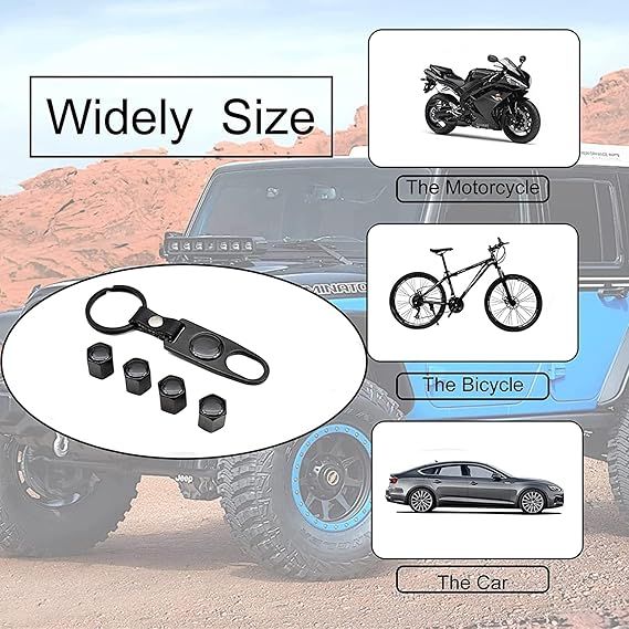 Капачки за вентили на гуми 4бр. с Ключодържател Ключ за стягане Металн