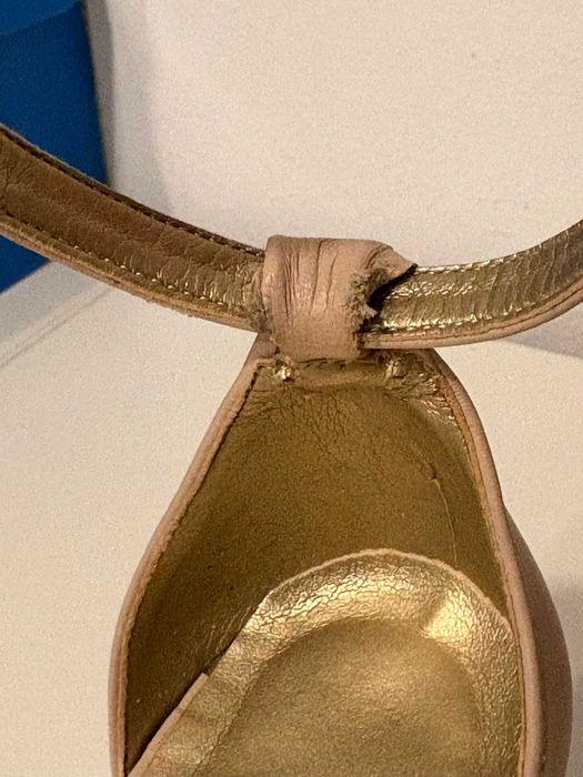 Pantofi bej-roz din piele cu toc