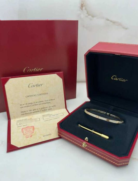 Brățară Cartier Love Aurie cu Cristale - nouă, în cutie