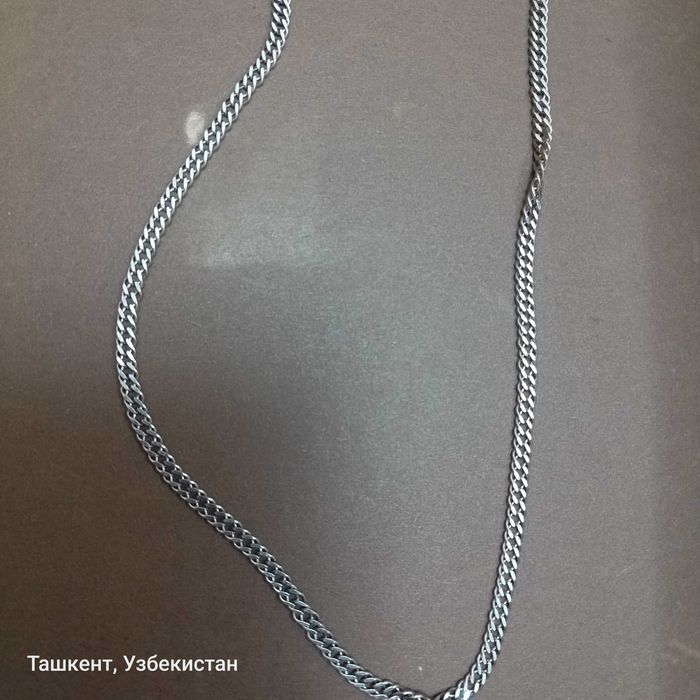 Цепь серебряная с кулоном родированный