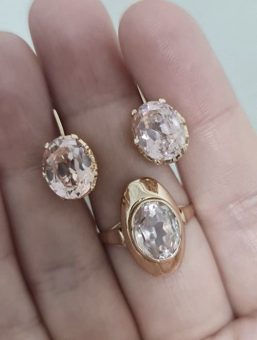 Золотой набор 583 пробы с гранатитом