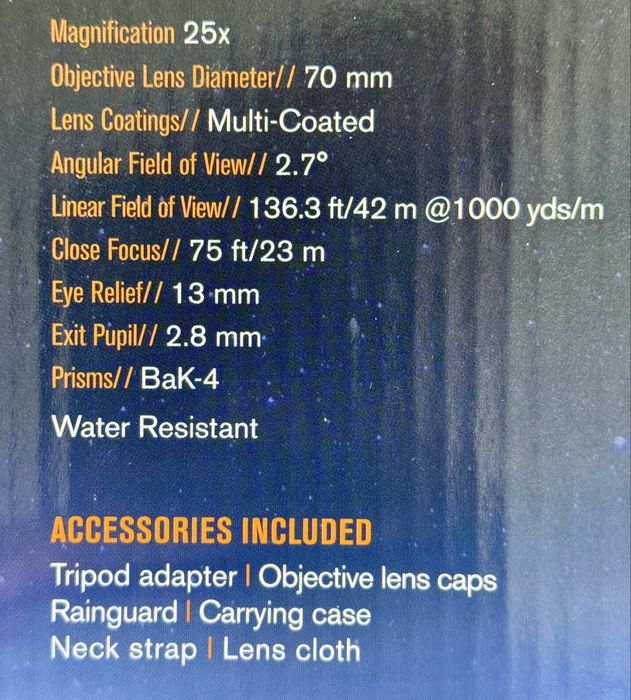 Бинокль 25х70 Celestron SkyMaster новый