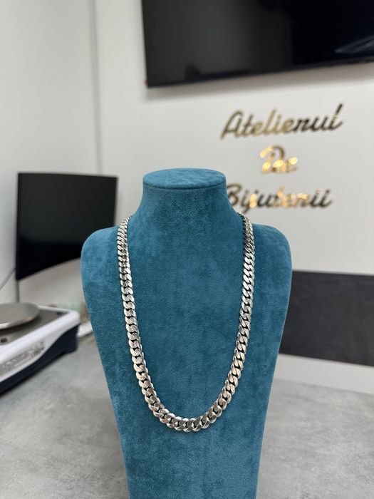 Lant Cuban Argint 925 Lucrat Manual 8mm