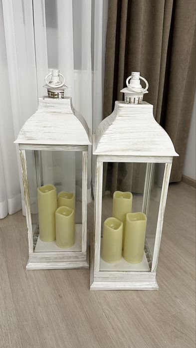 Doua felinare cu lumanari led (lumina calda)