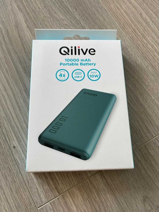 Baterie externa Qilive, 10 000 mAh, verde