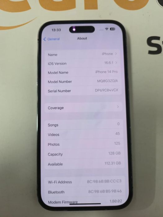 Telefon iPhone 14 Pro, 128GB, 5G, Deep Purple, Bat.93% -T-