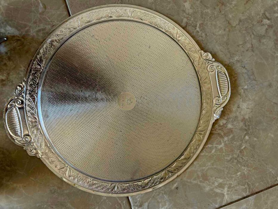 Комплект  руски подстакани с поднос от алумин , винтидж