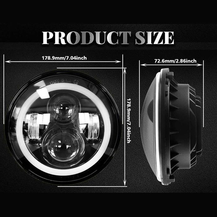 LED Фарове 200W 7 Инч Фарове за Lada Niva Jeep Wrangler Cherokee KJ