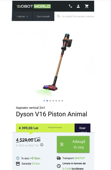 Aspirator vertical fara fir Dyson v16 Piston animal nou ,nefolosit