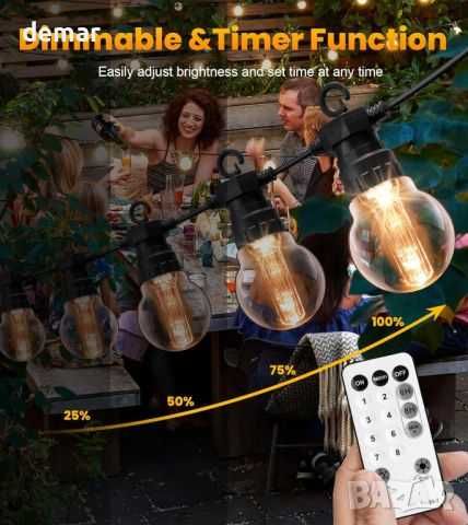 Външни светлини електрически 5/6.5 метра, 10 броя нечупливи крушки