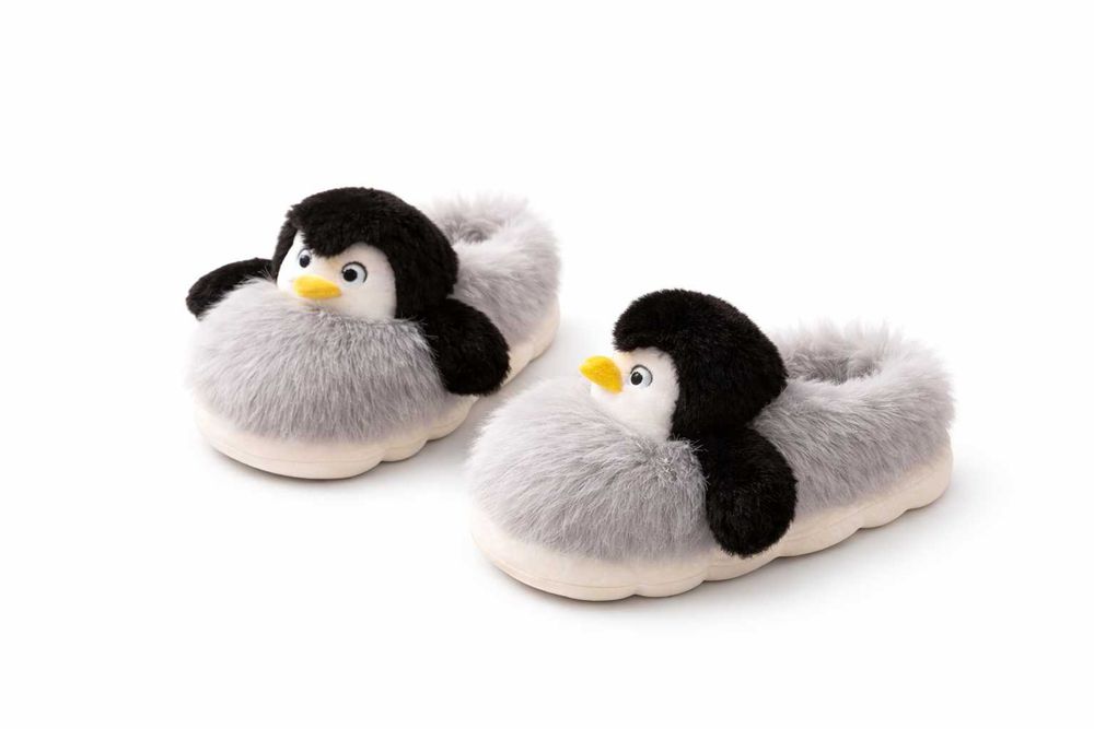 Дамски чехли с пингвин 3D Весели Крачета плюшени домашни чехли пантофи