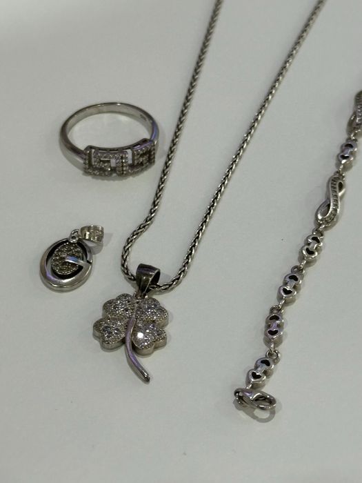 Сребърни синджир,гривна пръстен