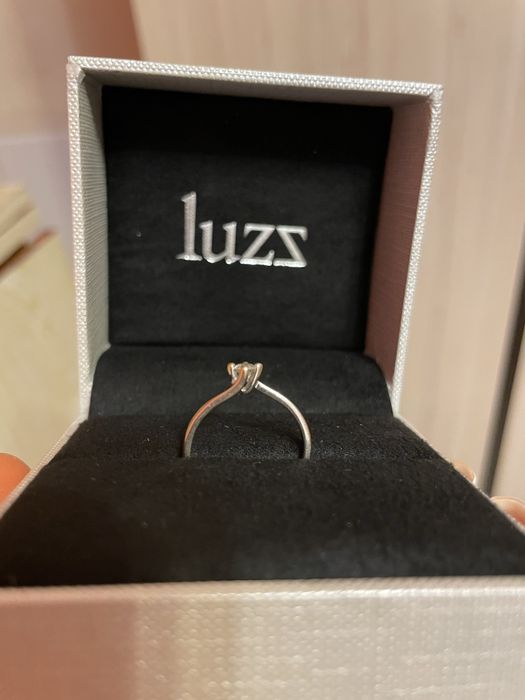 Пръстен с диамант, бяло злато 18к