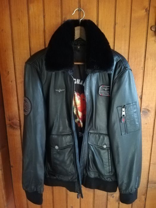Geaca piele bărbati Aeronautica Militare Aviator xl