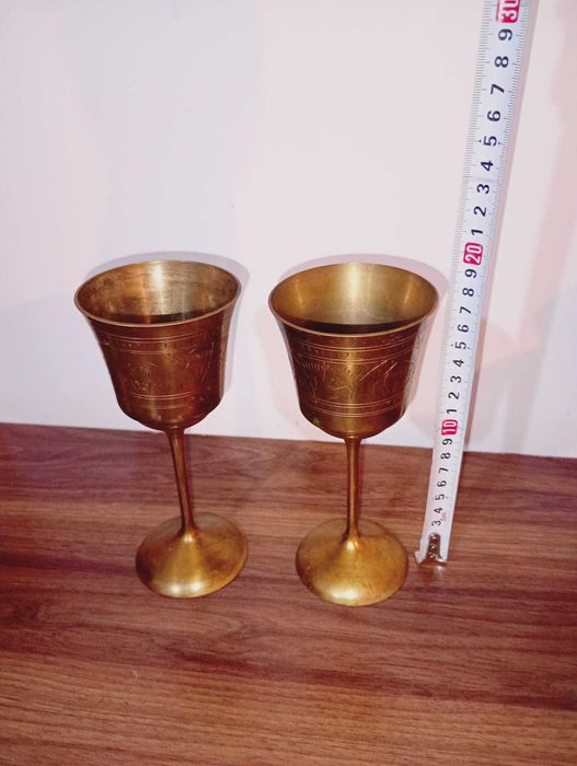 Set 6 pahare vinted din alama decorate manual