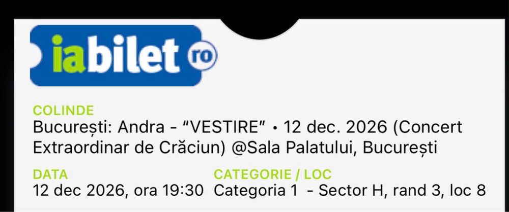 Bilet concert de Craciun Andra 12 dec 2026