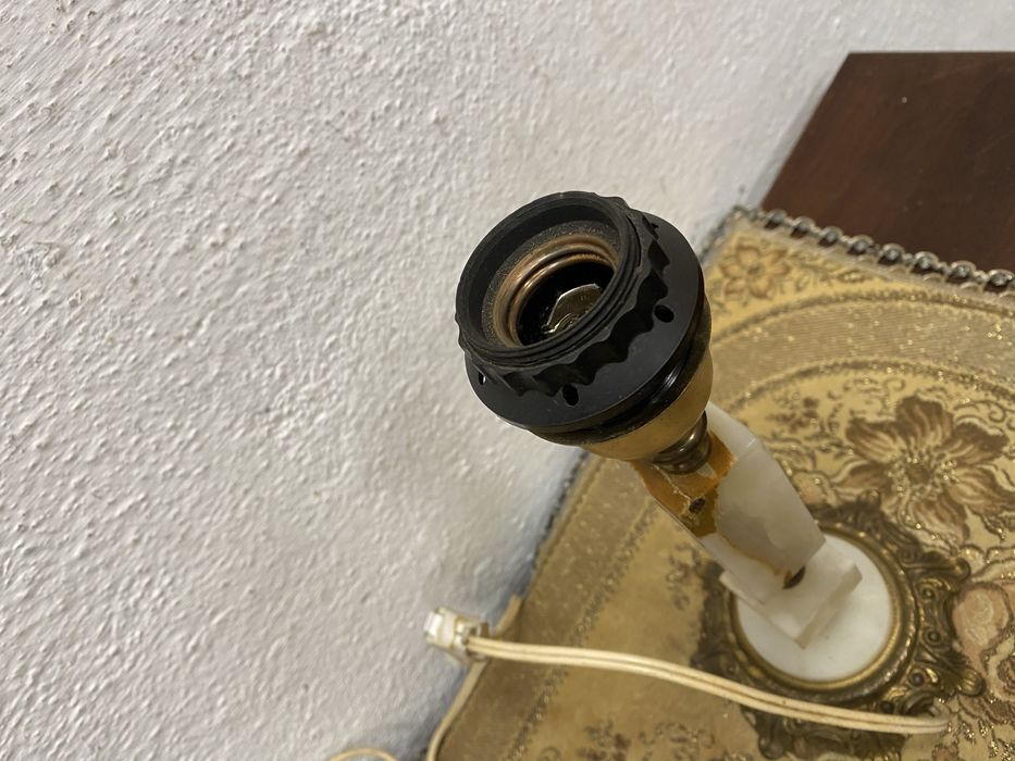 Стара френска лампа с месинг и оникс