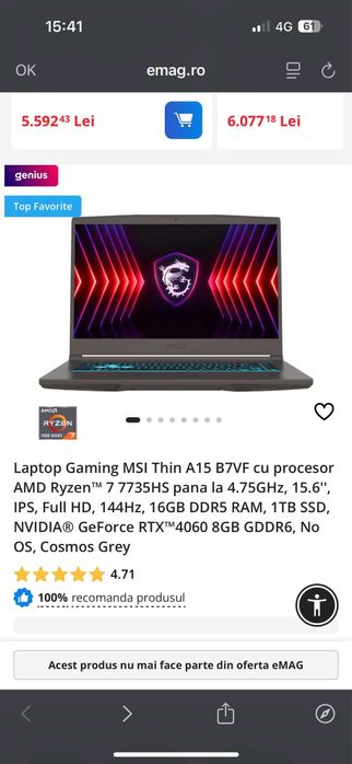 Laptop gaming ryzen 7 | RTX 4060 | 16 GB RAM DDR5 | 1T SSD