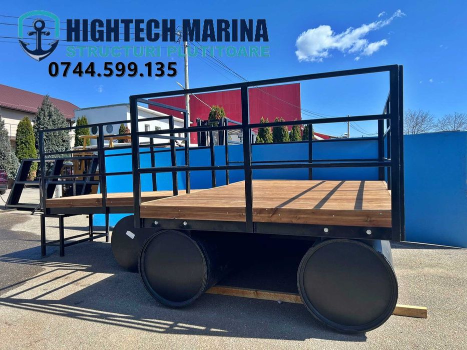 Ponton de agrement pentru pescuit si relaxare cu flotori din plastic