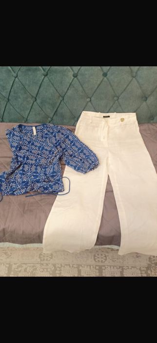 Белые брюки и блузка