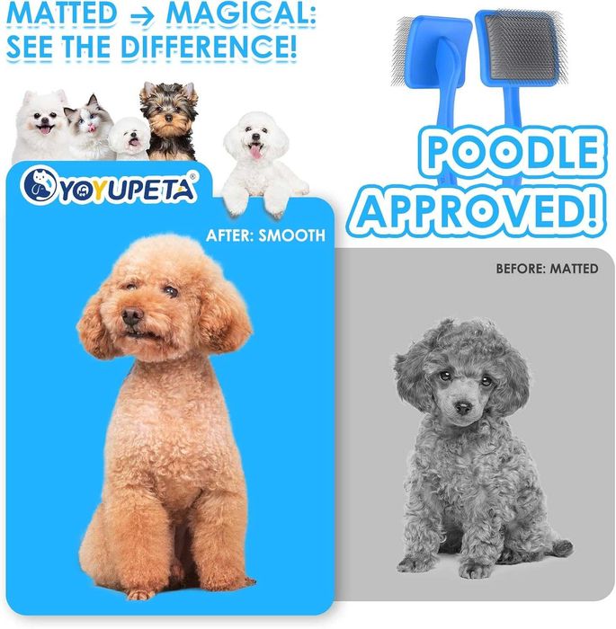 YOYUPETA Комплект четка и гребен за кучета/котки, дълга и гъста козина