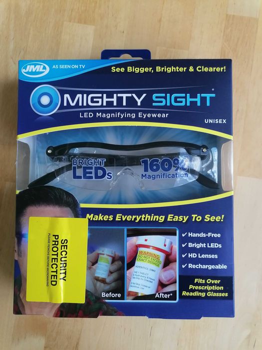Ochelari cu lupă și LED Mighty Sight Mărire 160%  Reîncărcabili USB  Hands Free Unealta Citit