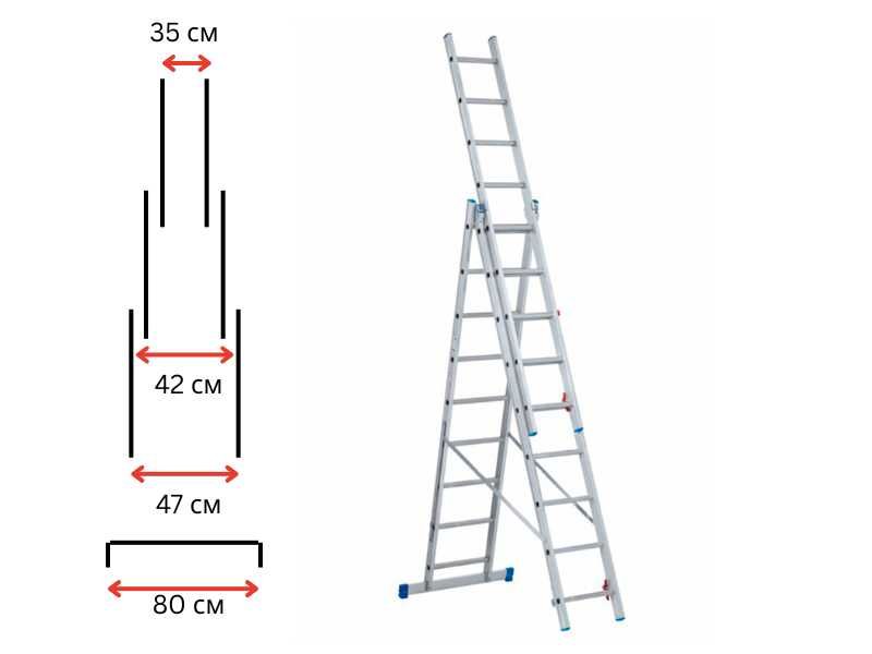 Стълба алуминиева  секционна 3х9 6,44м