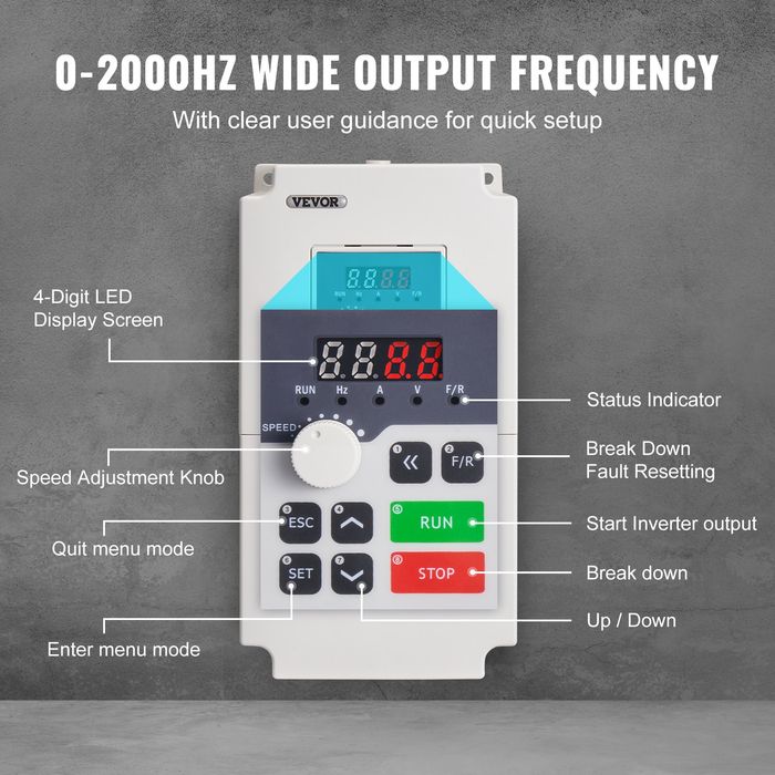 Invertor Frecventa 5.5KW 7.5CP 25A AC 220V Control Viteza