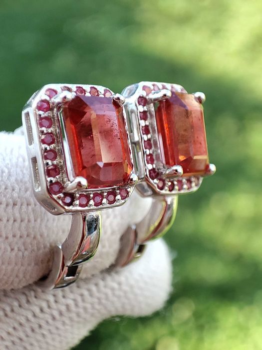 925 Cercei Argint Cu Rubin