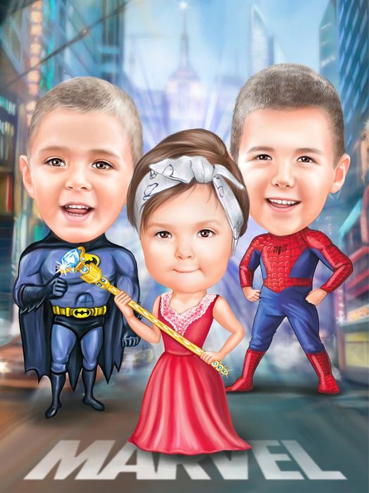 Карикатура за дете с включена рамка – персонален подарък по снимка