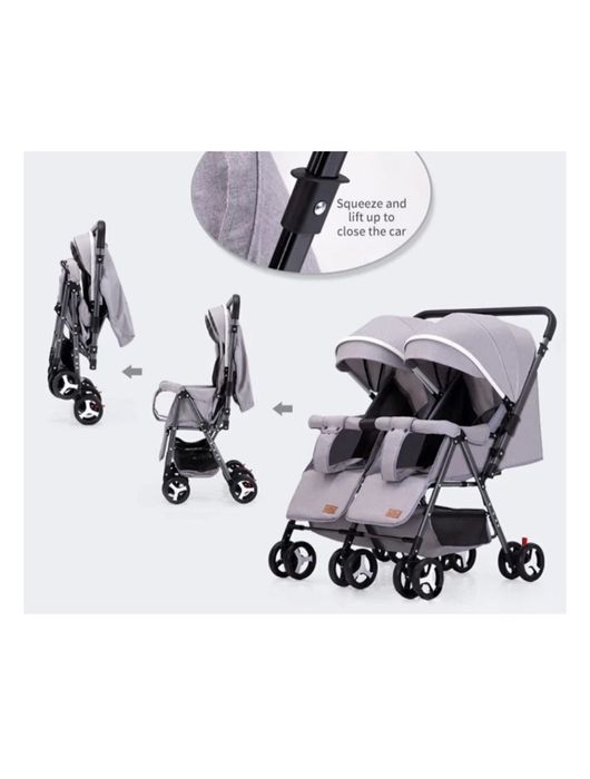 Коляска прогулочная для двойняшки PEGAS TinyTI-A6,серый